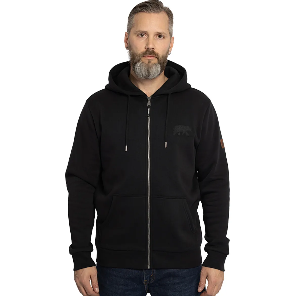 FORSBERG Zip-Hoodie mit Frottee Logo